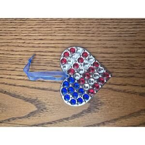 Beacon Design Red White Blue 1976 Air Force Rhinestones Heart